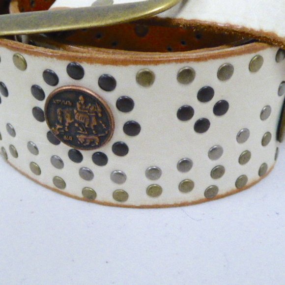 LINEA PELLE white leather coin studded belt M main image 5